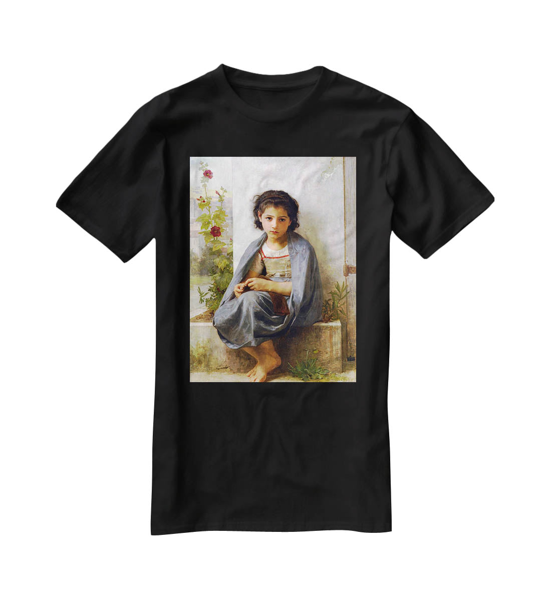 The Little Knitter By Bouguereau T-Shirt - Canvas Art Rocks - 1
