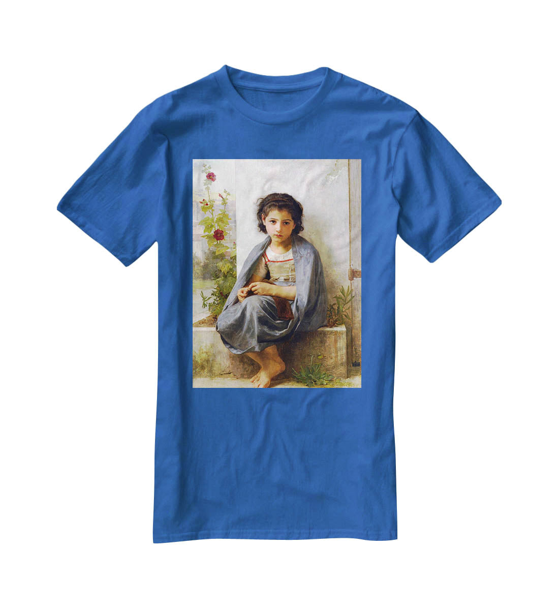 The Little Knitter By Bouguereau T-Shirt - Canvas Art Rocks - 2