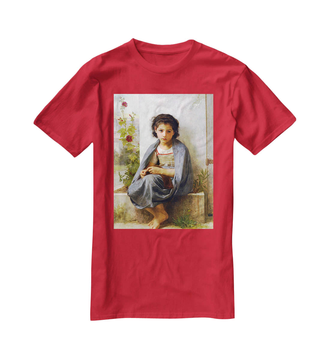The Little Knitter By Bouguereau T-Shirt - Canvas Art Rocks - 4