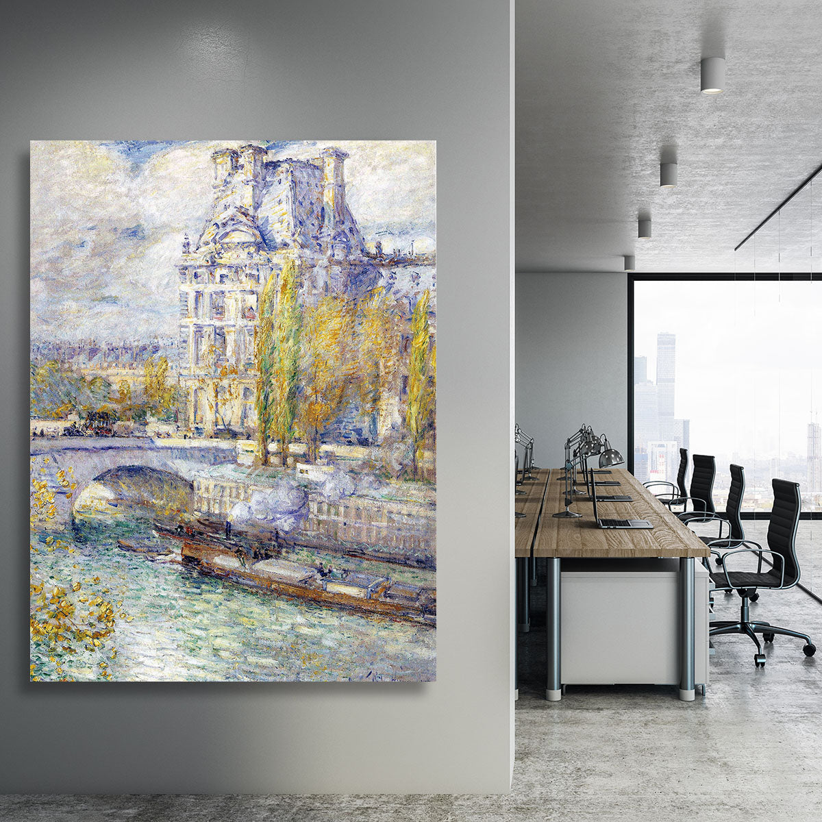 The Louvre on Pont Royal by Hassam Canvas Print or Poster - Canvas Art Rocks - 3