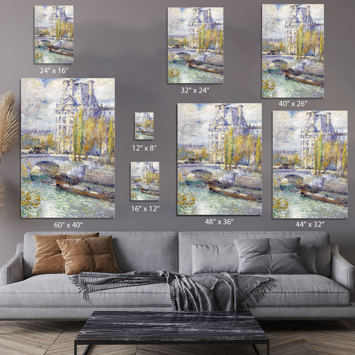 The Louvre on Pont Royal by Hassam Canvas Print or Poster - Canvas Art Rocks - 7