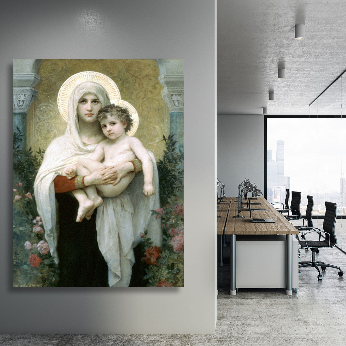 The Madonna of the Roses By Bouguereau Canvas Print or Poster - Canvas Art Rocks - 3