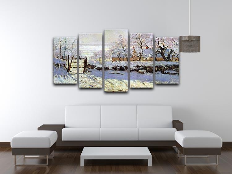 The Magpie by Monet 5 Split Panel Canvas - Canvas Art Rocks - 3