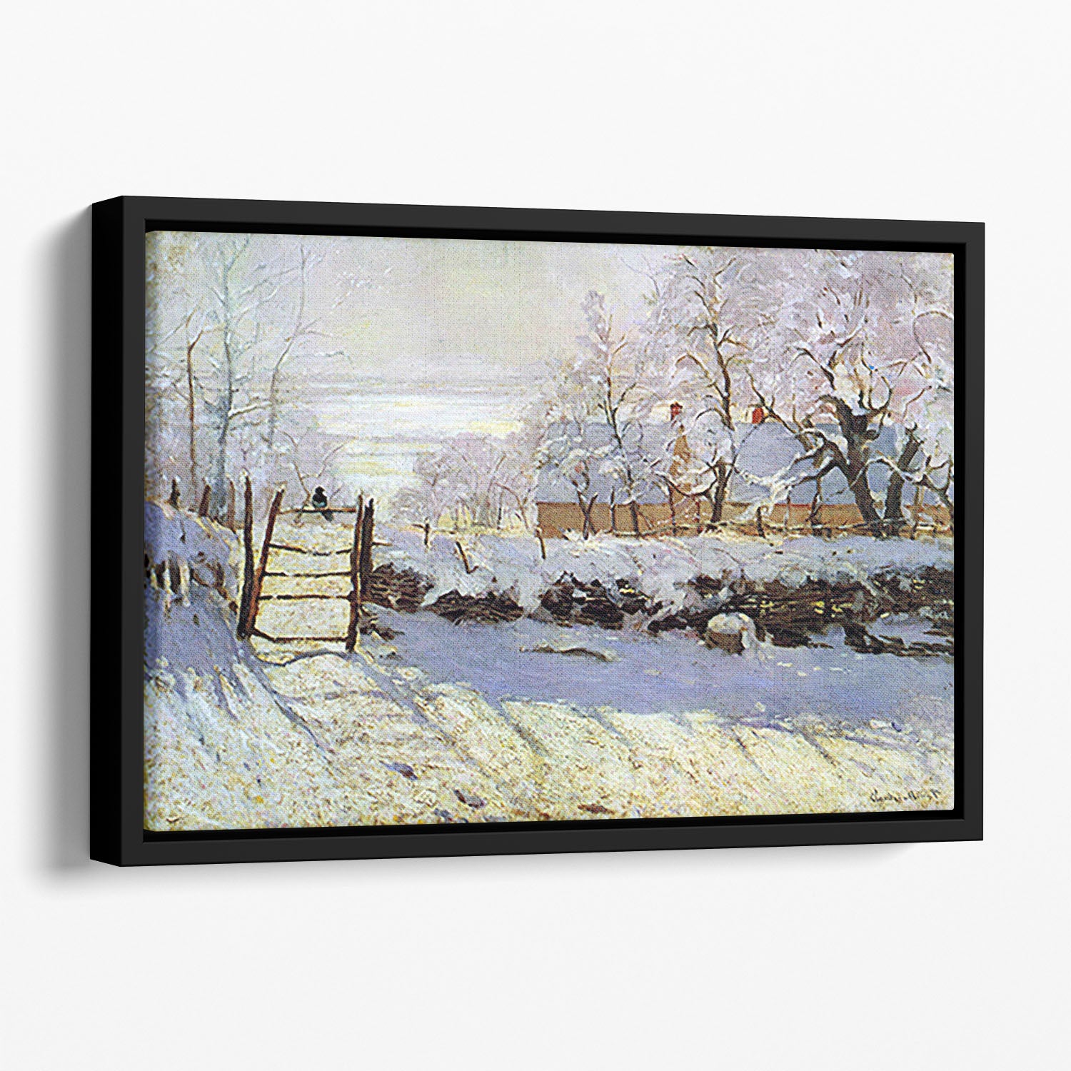The Magpie by Monet Floating Framed Canvas
