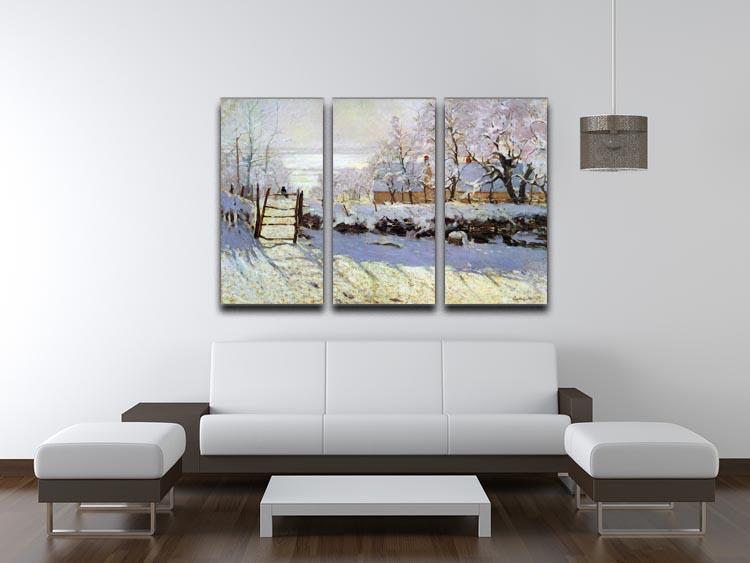 The Magpie by Monet Split Panel Canvas Print - Canvas Art Rocks - 4