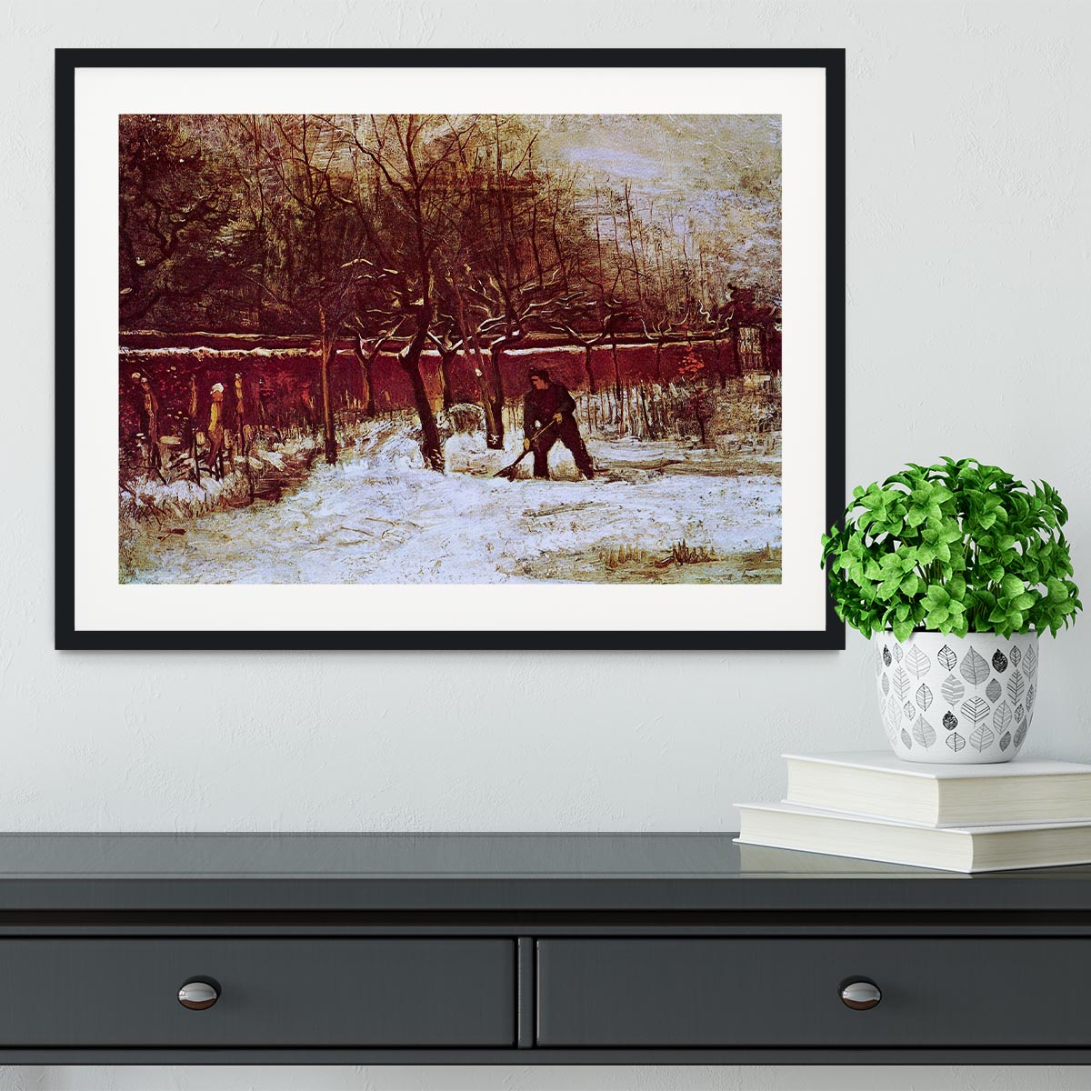 The Parsonage Garden at Nuenen in the Snow by Van Gogh Framed Print - Canvas Art Rocks - 1