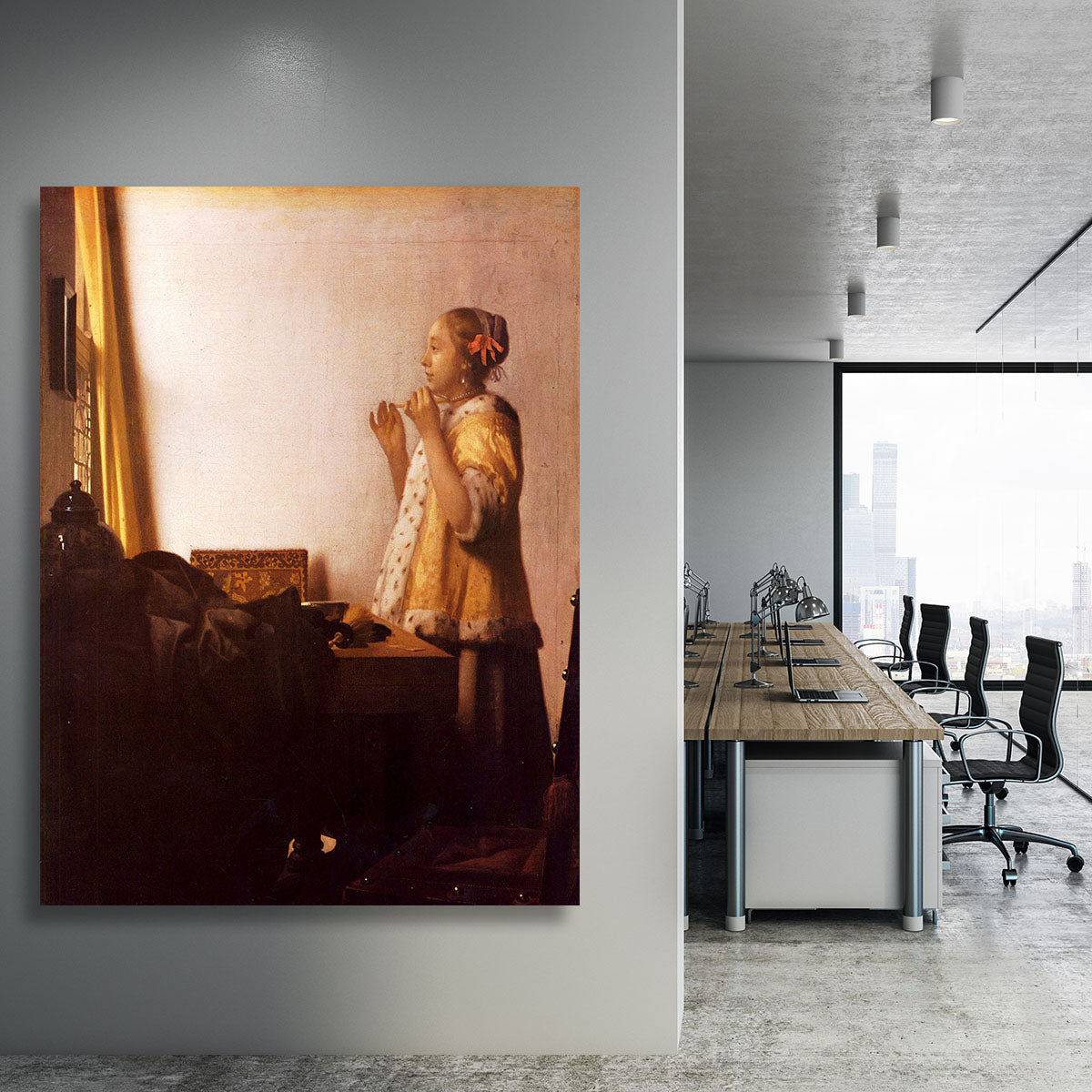 The Pearl Necklace by Vermeer Canvas Print or Poster - Canvas Art Rocks - 3