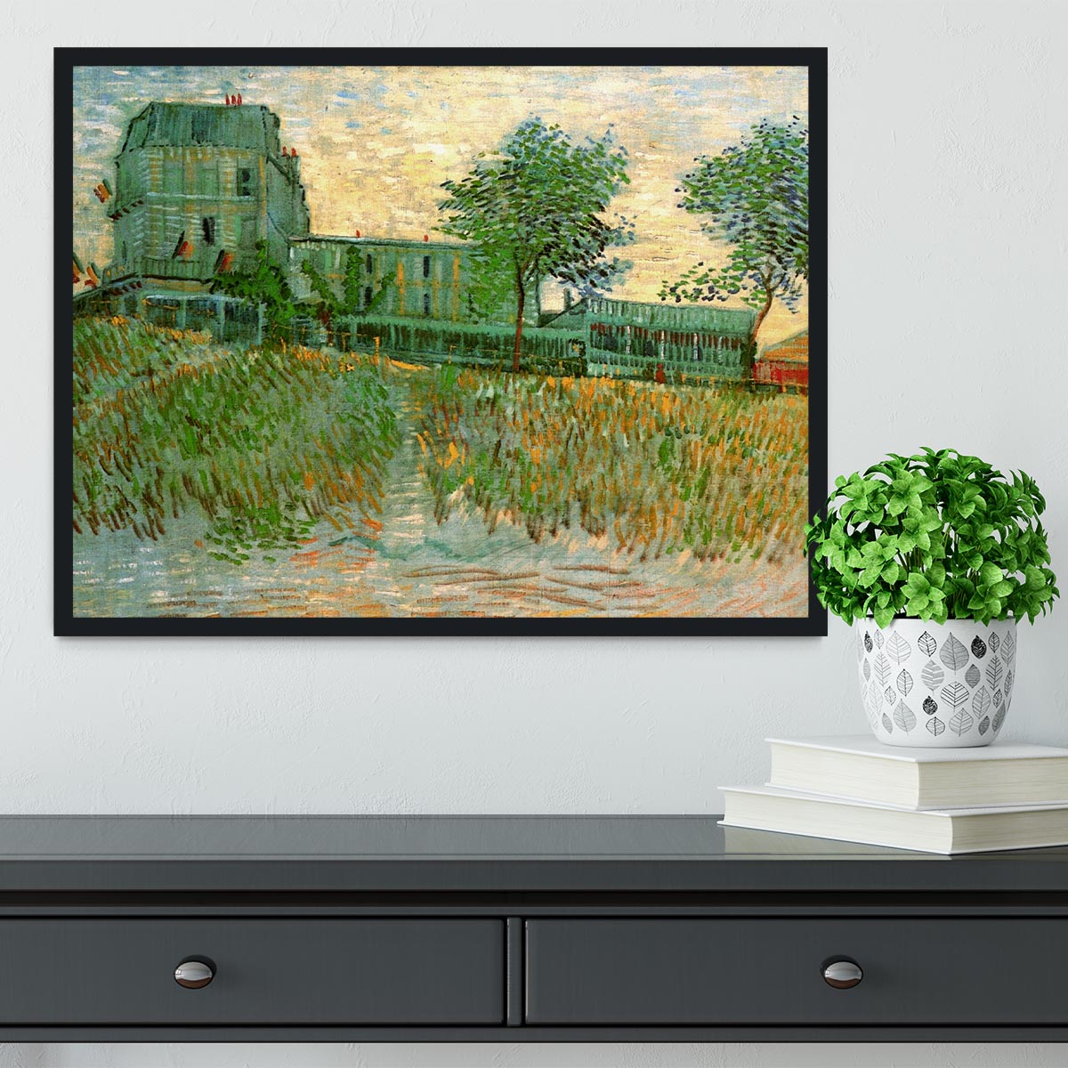 The Restaurant de la Sirene at Asnieres by Van Gogh Framed Print - Canvas Art Rocks - 2