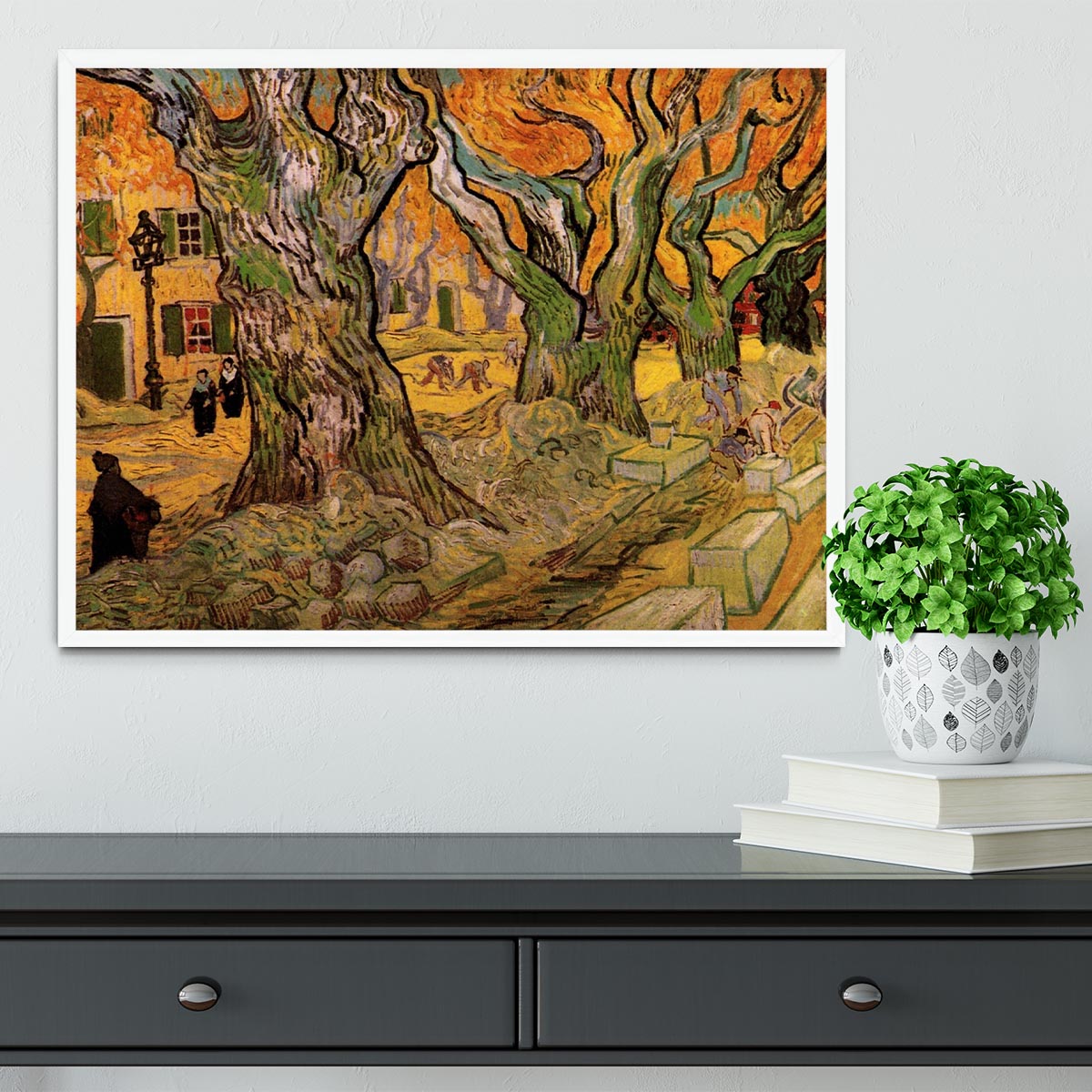 The Road Menders by Van Gogh Framed Print - Canvas Art Rocks -6