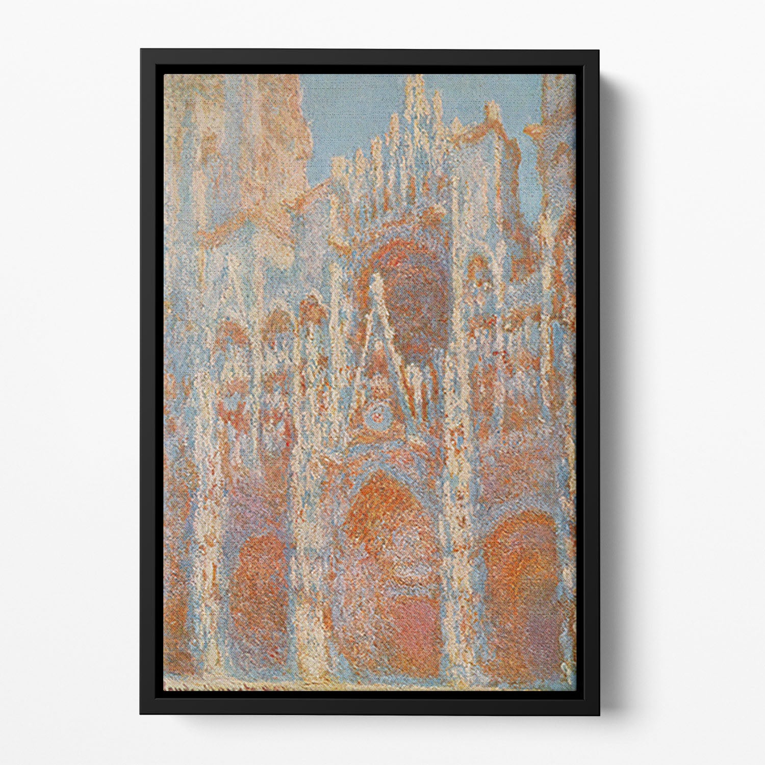 The Rouen Cathedral The facade at sunset by Monet Floating Framed Canvas