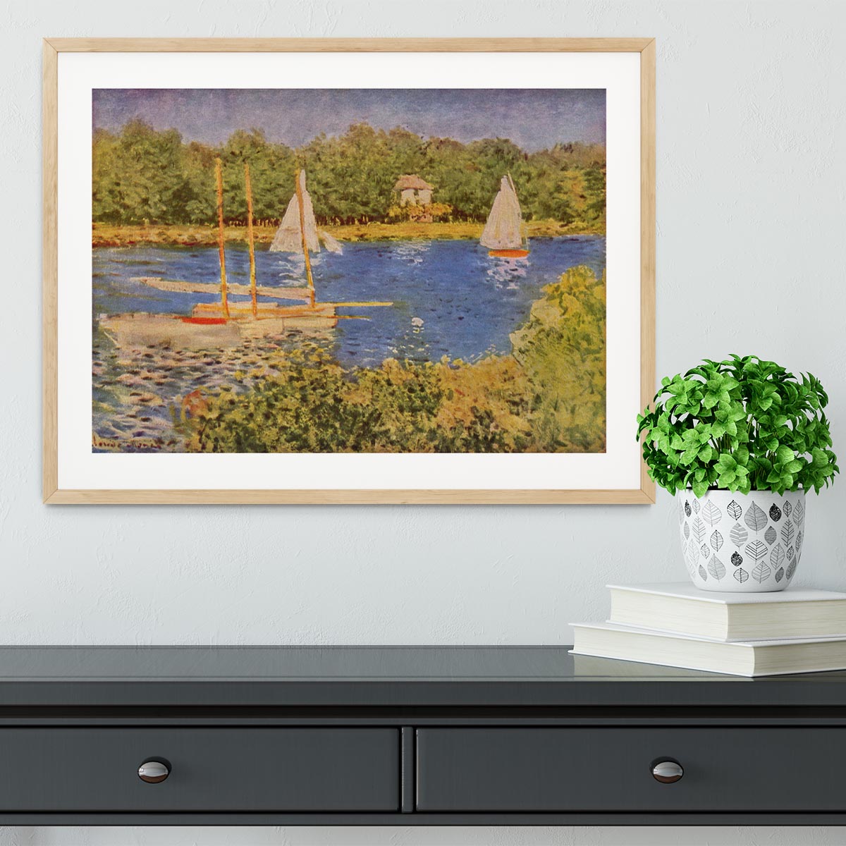 The Seine at Argenteuil Basin by Monet Framed Print - Canvas Art Rocks - 3