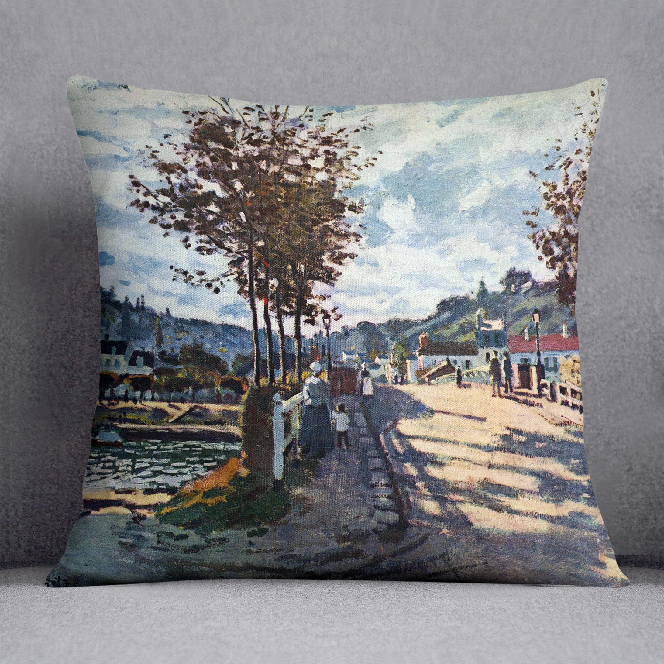 The Seine at Bougival by Monet Cushion