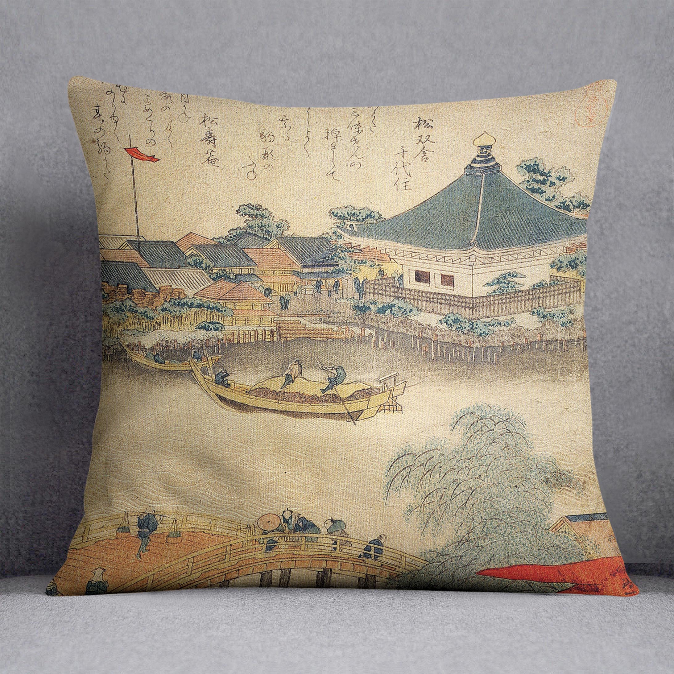 The Shrine Komagata Do in Komagata by Hokusai Cushion