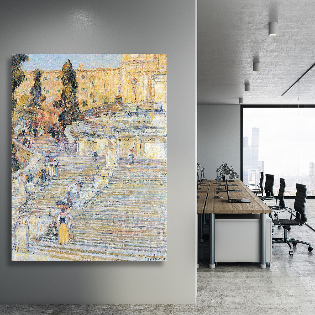 The Spanish steps by Hassam Canvas Print or Poster - Canvas Art Rocks - 3