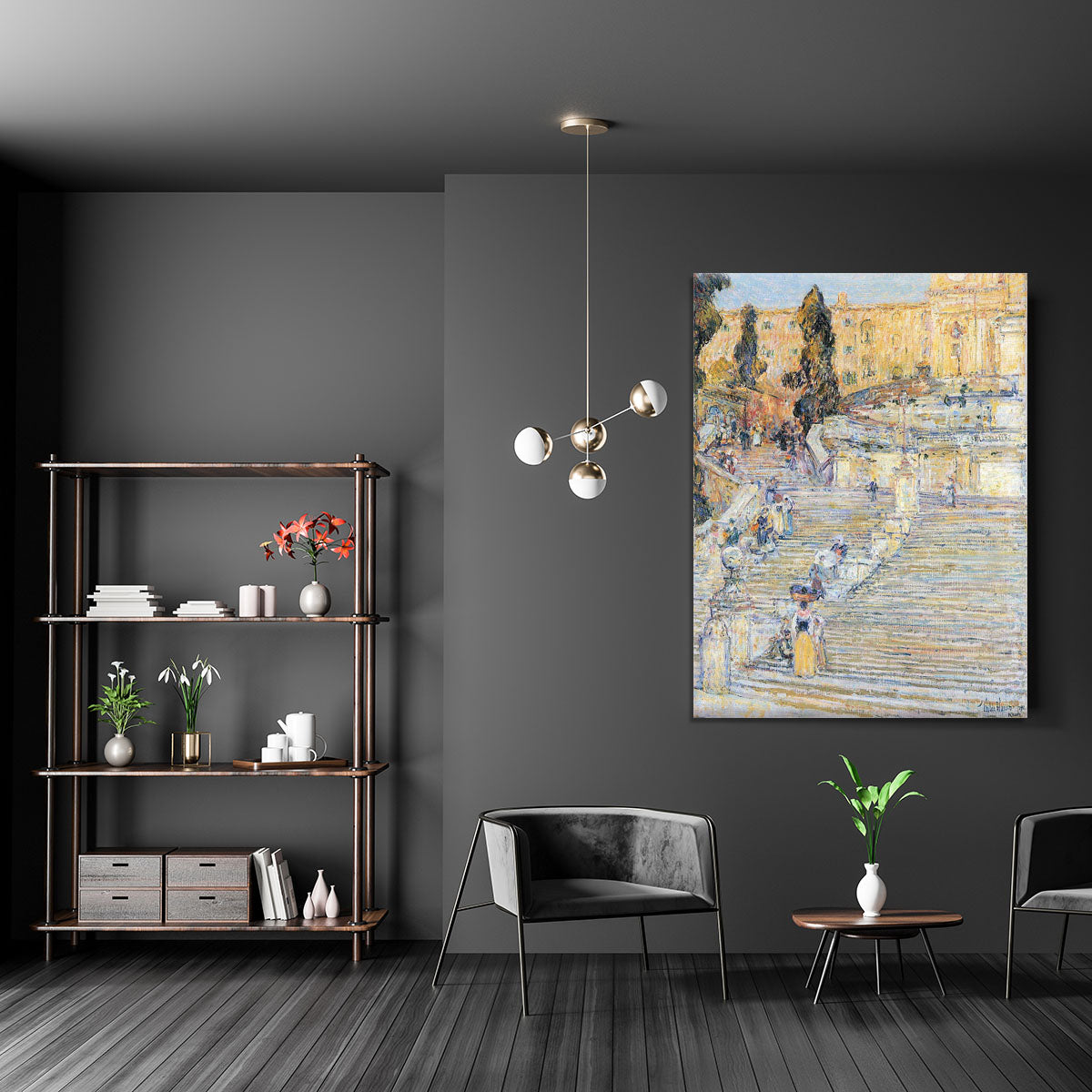 The Spanish steps by Hassam Canvas Print or Poster - Canvas Art Rocks - 5