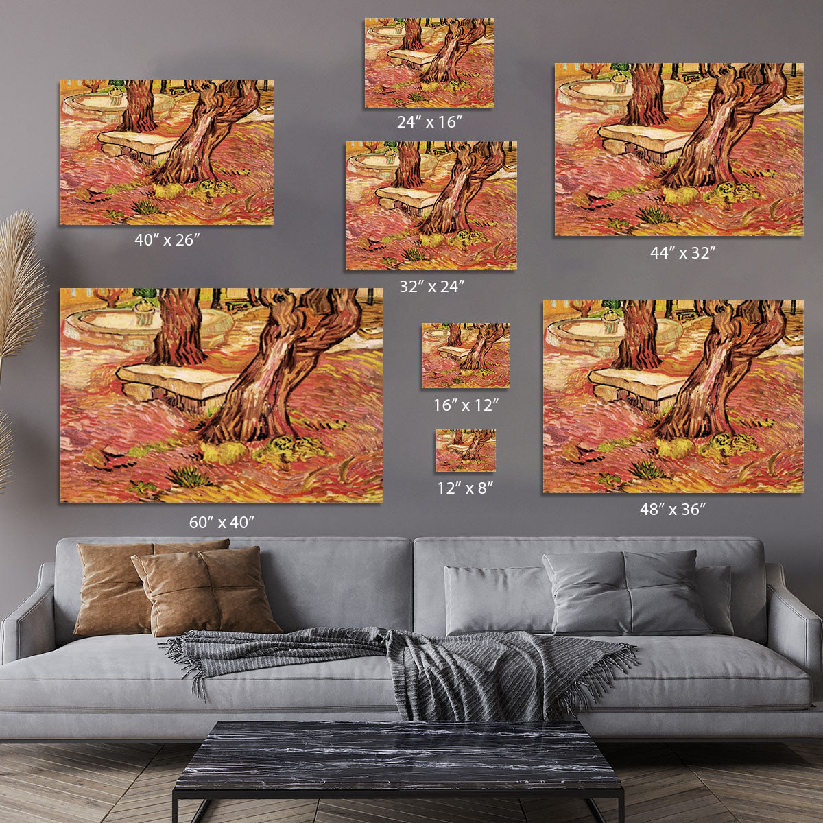 The Stone Bench in the Garden of Saint-Paul Hospital by Van Gogh Canvas Print or Poster - Canvas Art Rocks - 7