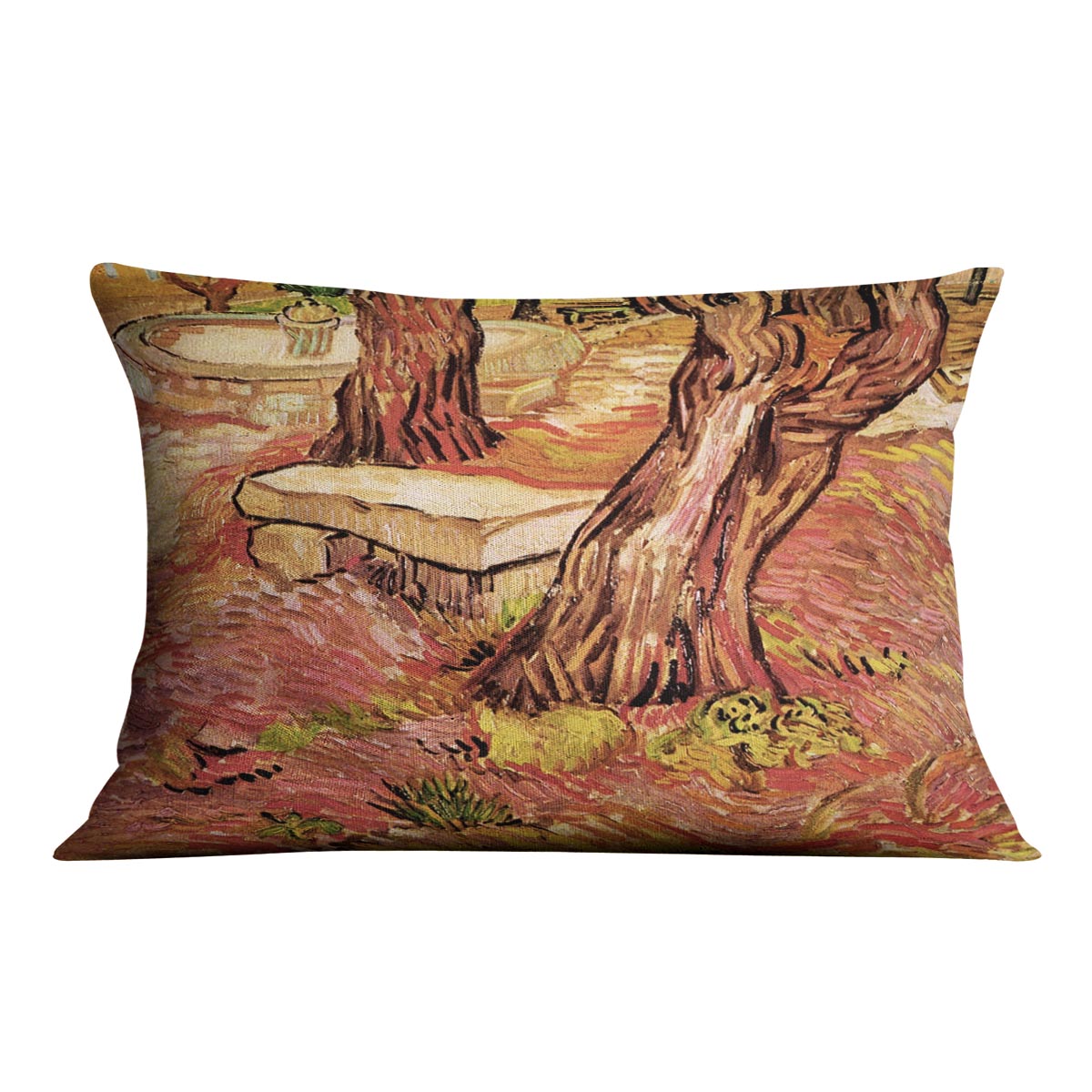 The Stone Bench in the Garden of Saint-Paul Hospital by Van Gogh Cushion