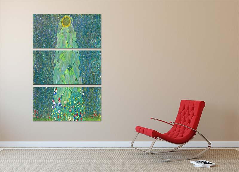 The Sunflower by Klimt 3 Split Panel Canvas Print - Canvas Art Rocks - 2