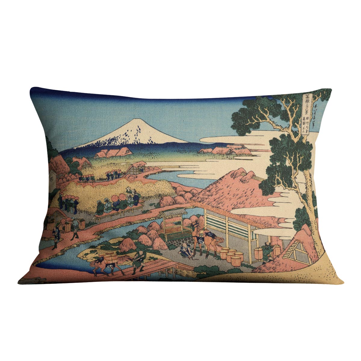 The Tea plantation by Hokusai Cushion