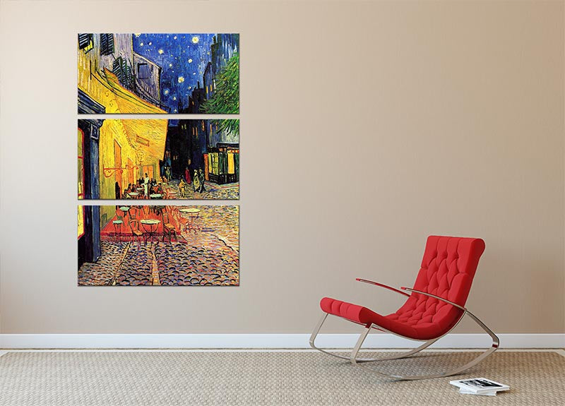 The Terrace Cafe by Van Gogh 3 Split Panel Canvas Print - Canvas Art Rocks - 2