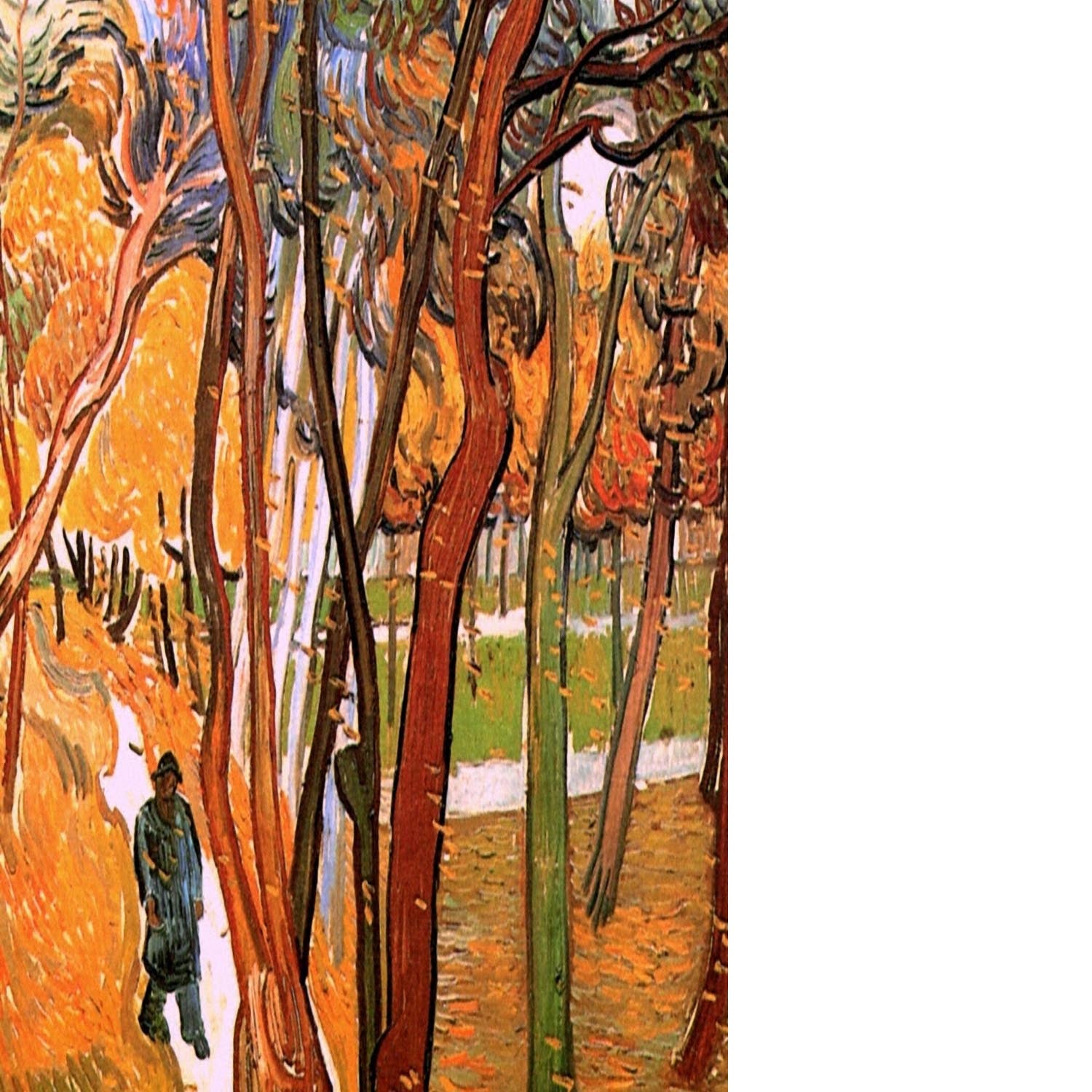 The Walk in Falling Leaves by Van Gogh Floating Framed Canvas