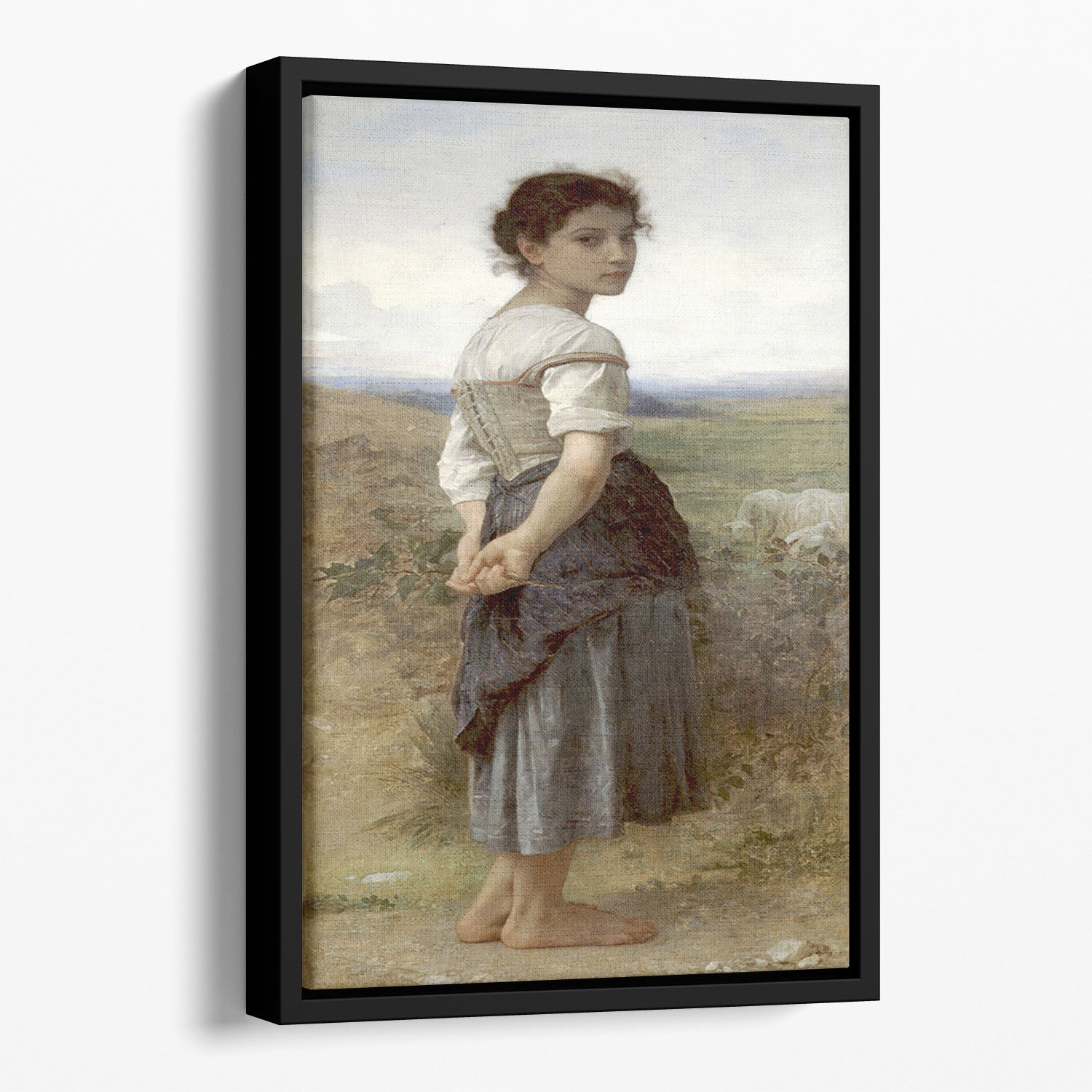 The Young Shepherdess By Bouguereau Floating Framed Canvas