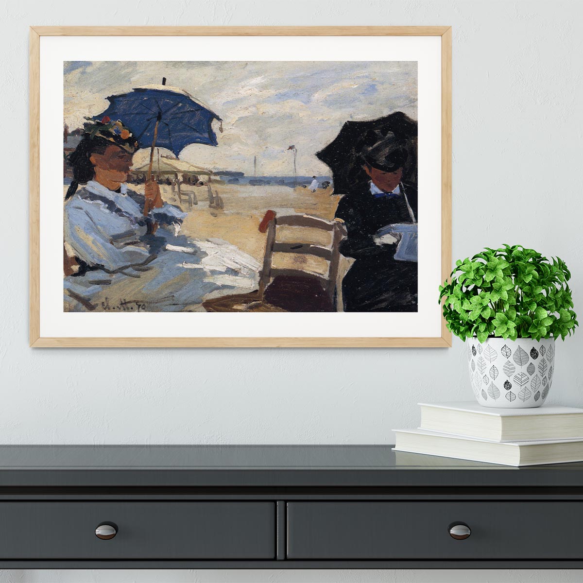 The beach a Trouville by Monet Framed Print - Canvas Art Rocks - 3