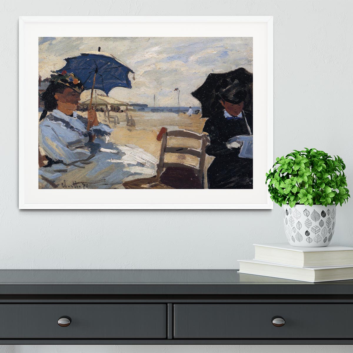 The beach a Trouville by Monet Framed Print - Canvas Art Rocks - 5