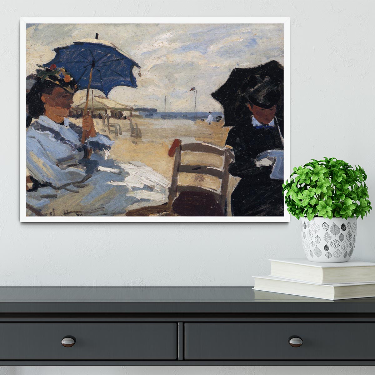 The beach a Trouville by Monet Framed Print - Canvas Art Rocks -6