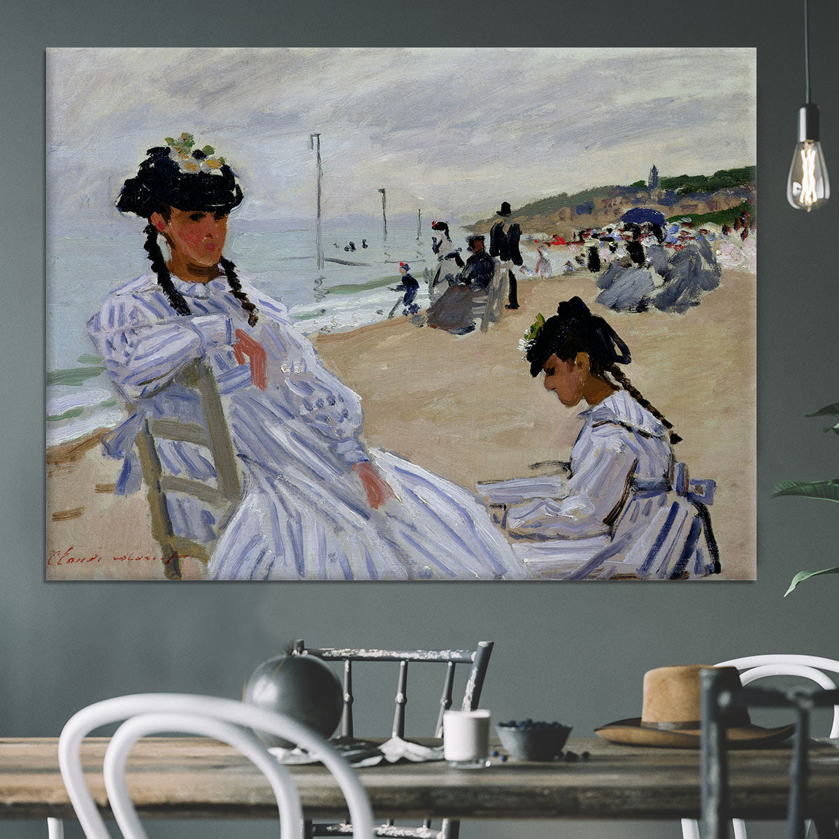 The beach at Trouville by Monet Canvas Print or Poster - Canvas Art Rocks - 3