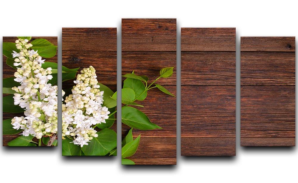 The beautiful lilac on a wooden background 5 Split Panel Canvas - Canvas Art Rocks - 1