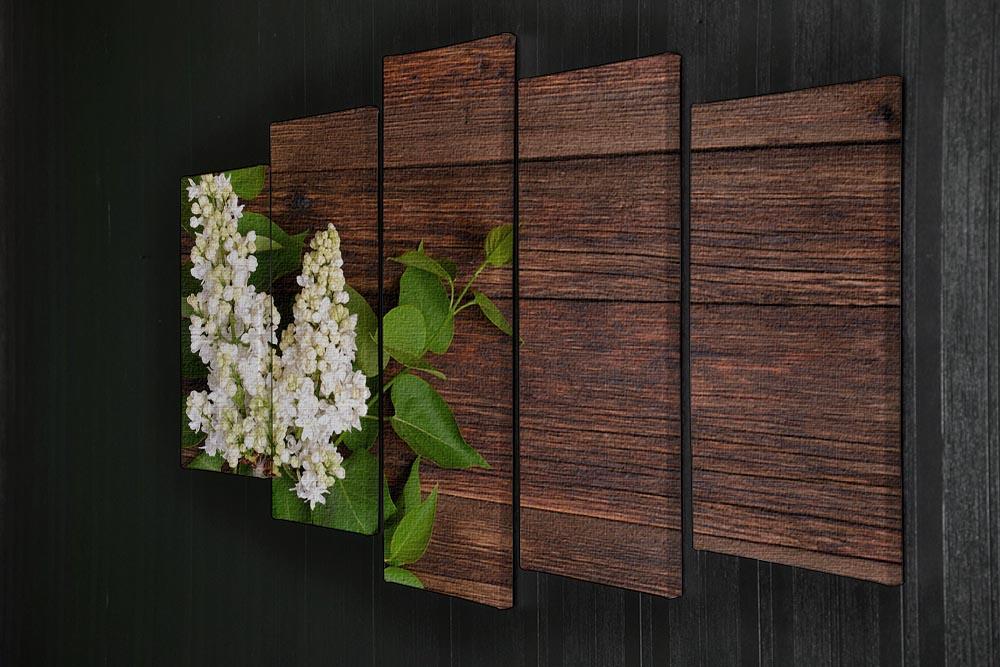 The beautiful lilac on a wooden background 5 Split Panel Canvas - Canvas Art Rocks - 2