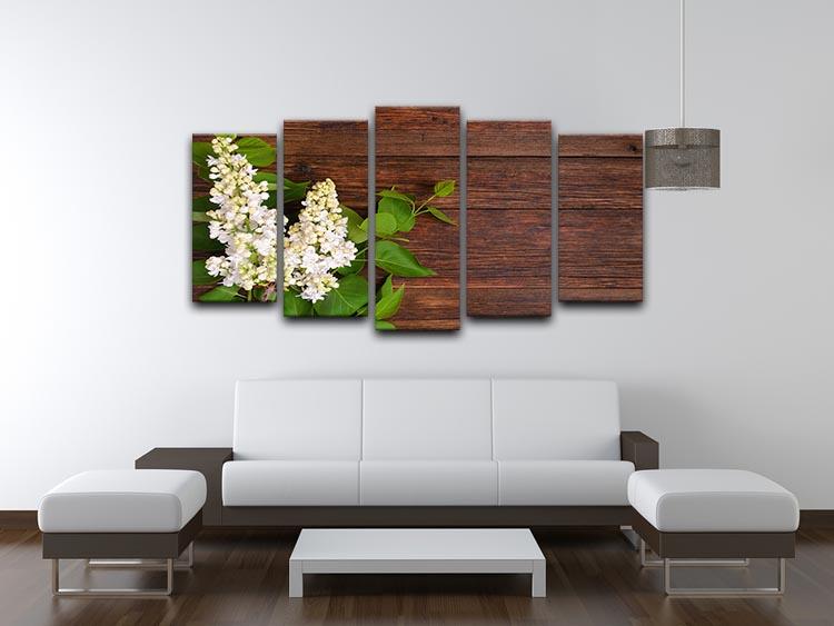 The beautiful lilac on a wooden background 5 Split Panel Canvas - Canvas Art Rocks - 3
