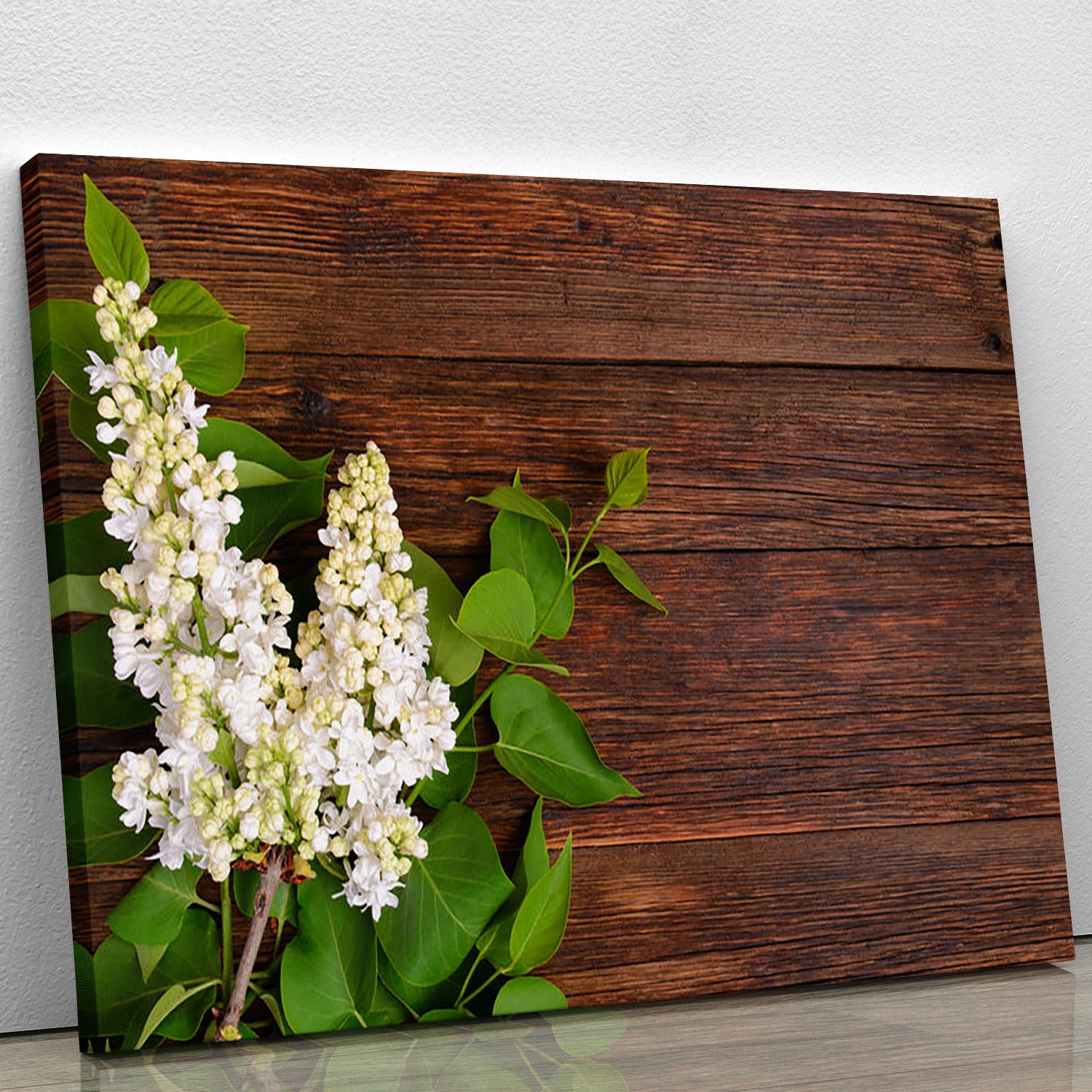 The beautiful lilac on a wooden background Canvas Print or Poster - Canvas Art Rocks - 1