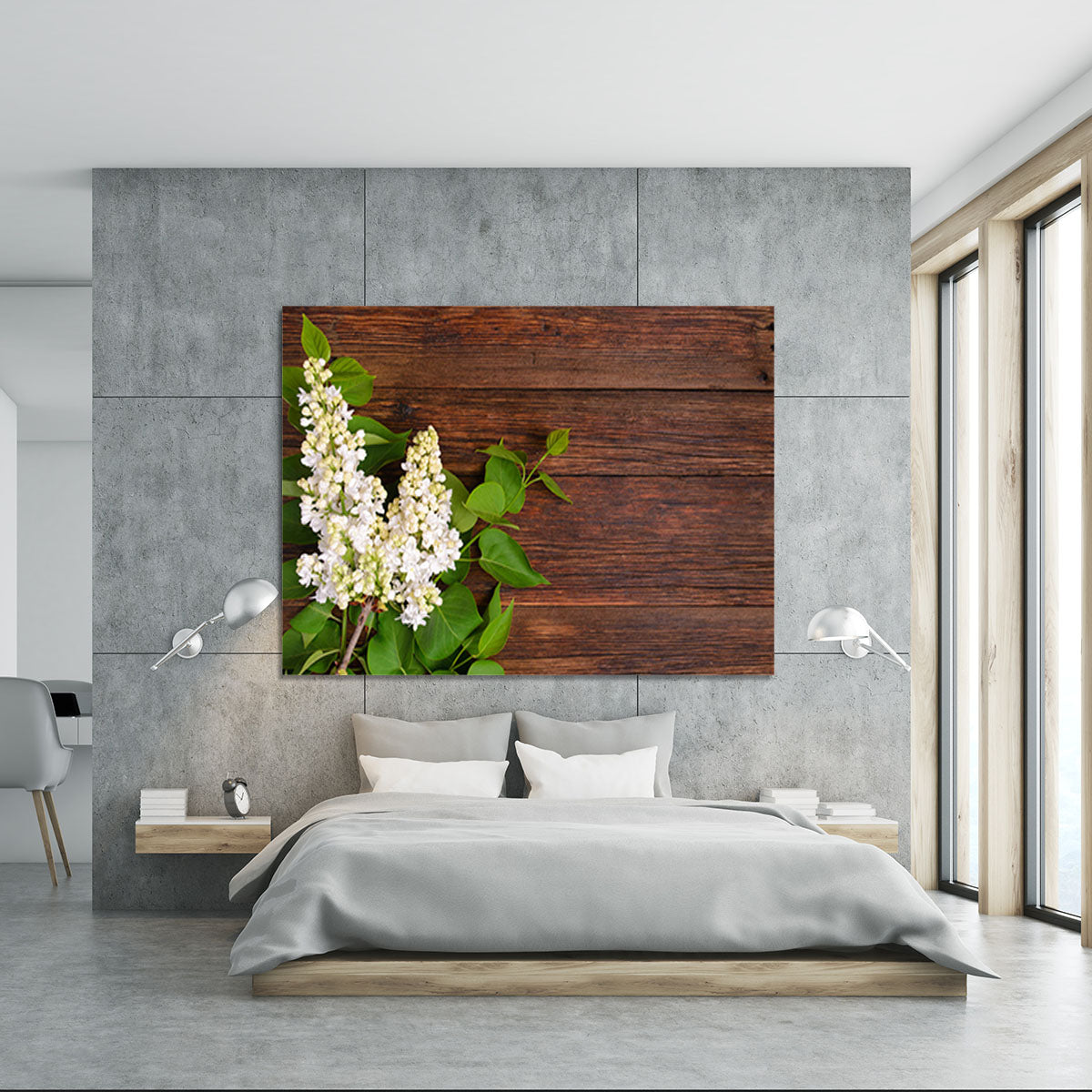 The beautiful lilac on a wooden background Canvas Print or Poster - Canvas Art Rocks - 5