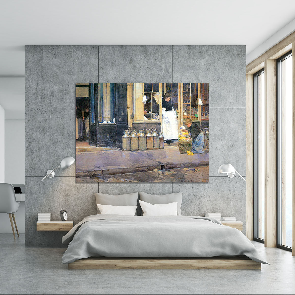 The flower girls and the milk vendor by Hassam Canvas Print or Poster - Canvas Art Rocks - 5