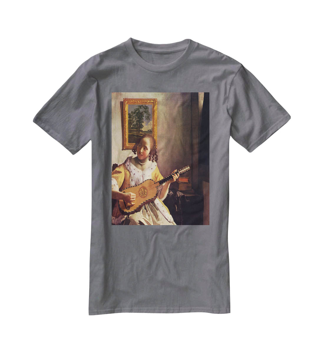 The guitar player by Vermeer T-Shirt - Canvas Art Rocks - 3