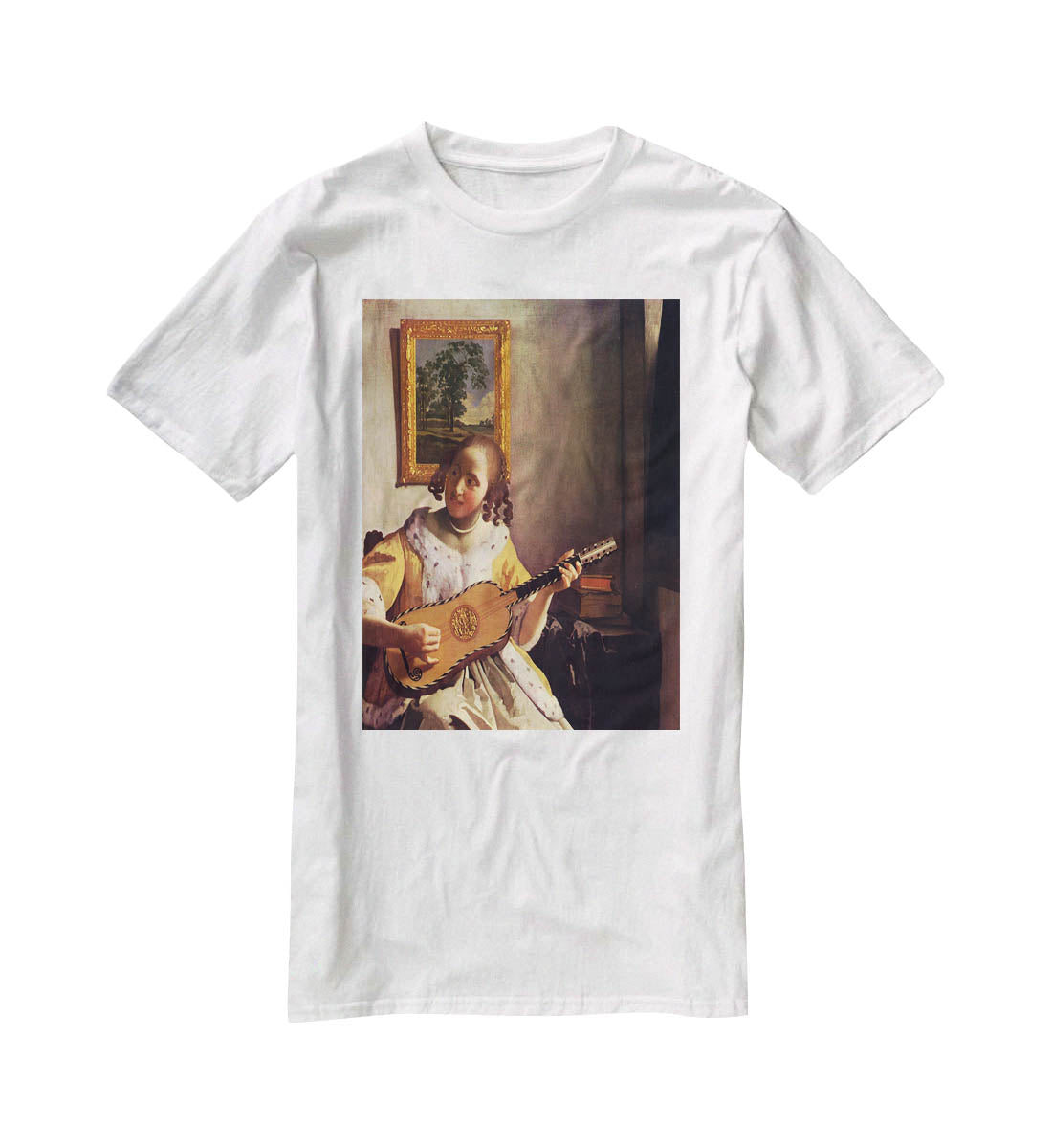 The guitar player by Vermeer T-Shirt - Canvas Art Rocks - 5