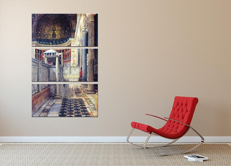The interior of the church of San Clemente Rome by Alma Tadema 3 Split Panel Canvas Print - Canvas Art Rocks - 2