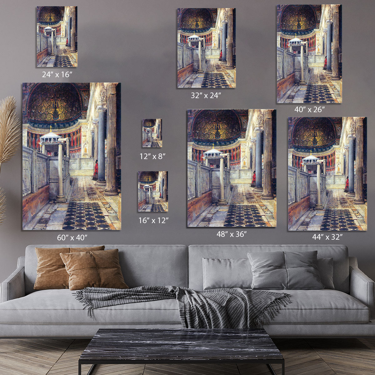 The interior of the church of San Clemente Rome by Alma Tadema Canvas Print or Poster - Canvas Art Rocks - 7