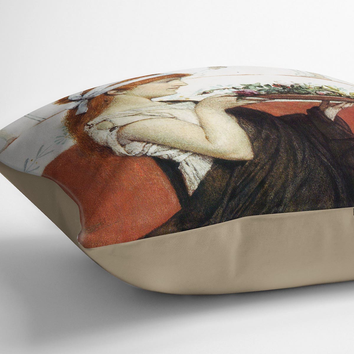 The last roses detail by Alma Tadema Cushion - Canvas Art Rocks - 2