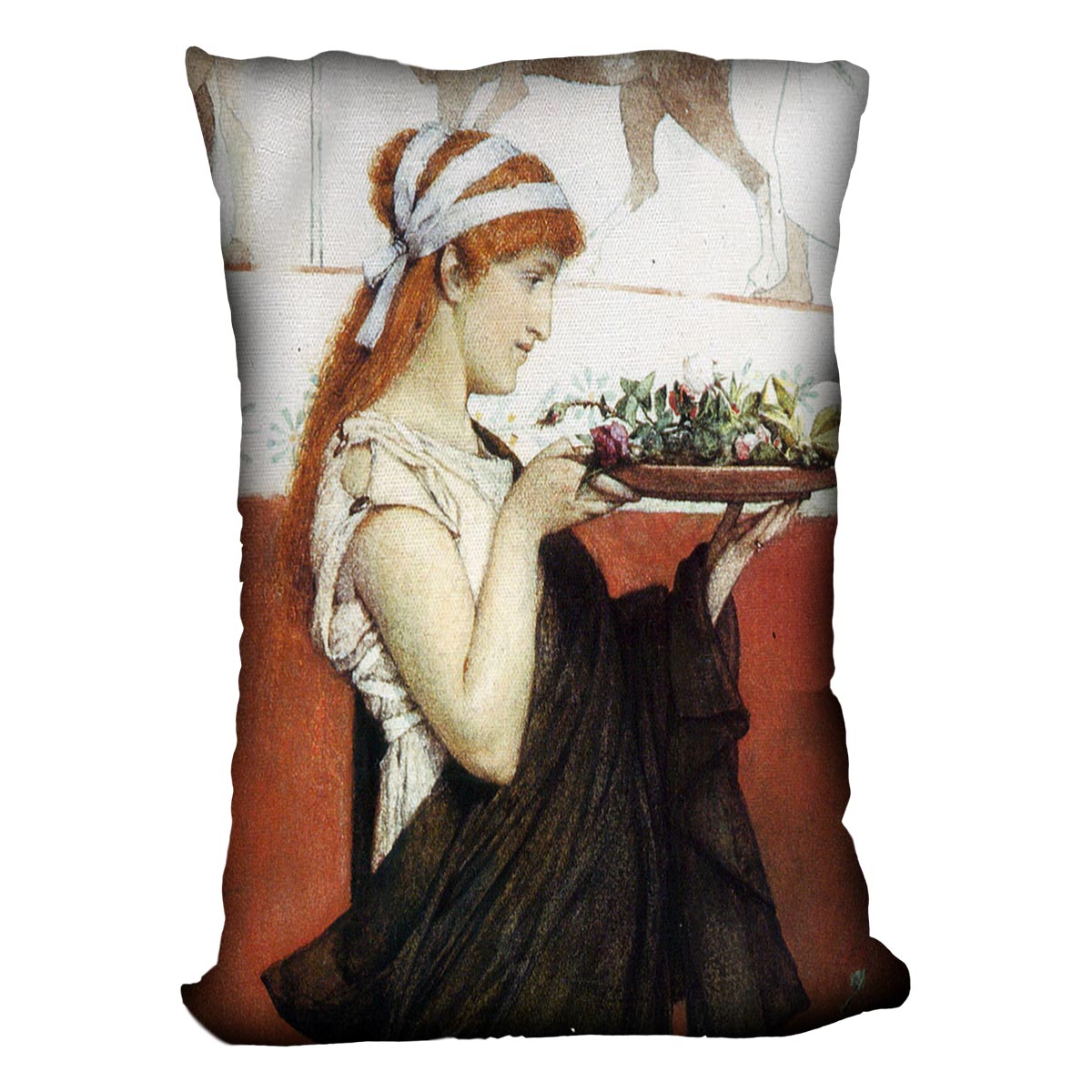 The last roses detail by Alma Tadema Cushion - Canvas Art Rocks - 4