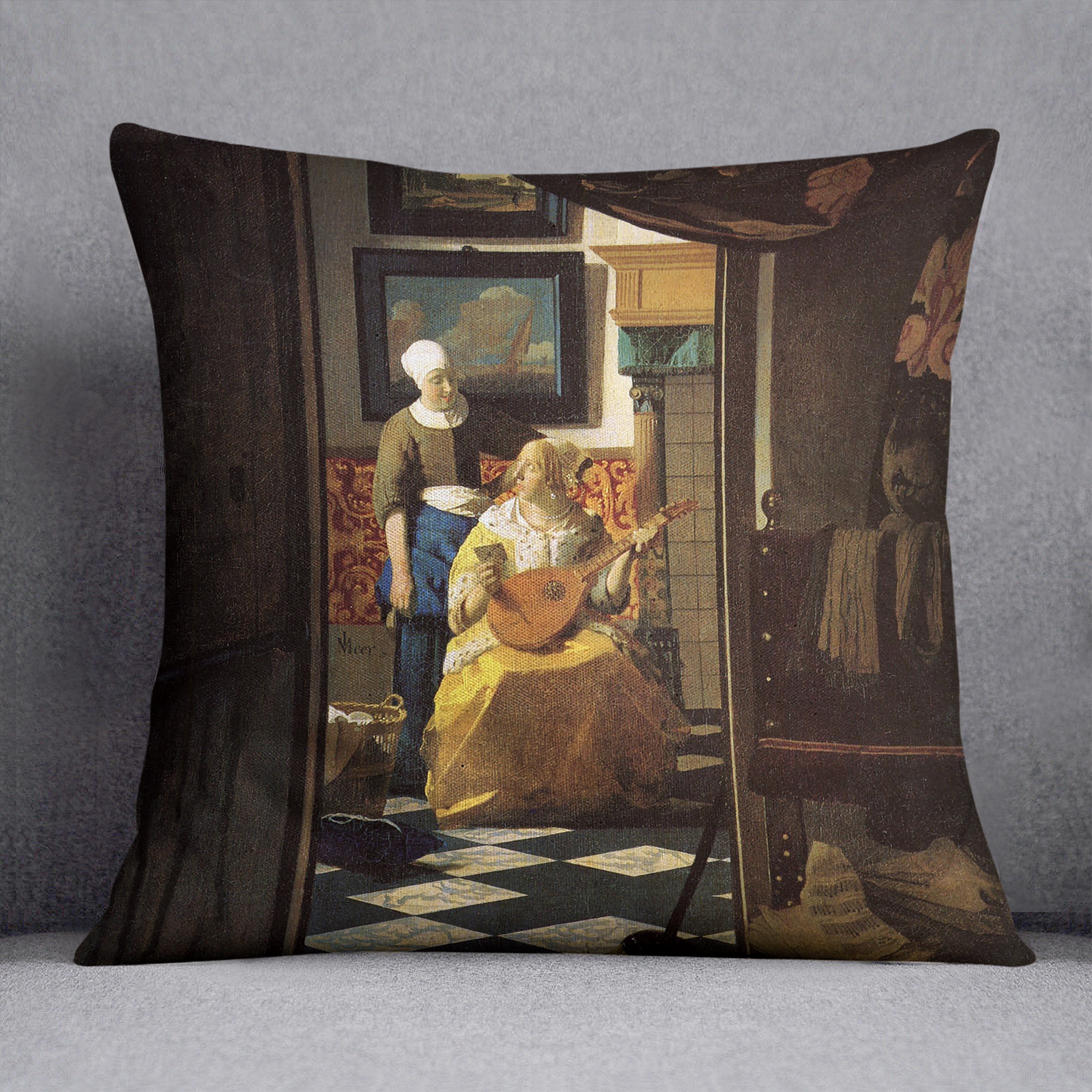 The love letter by Vermeer Cushion