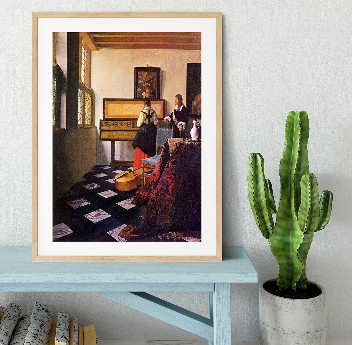 The music lesson by Vermeer Framed Print - Canvas Art Rocks - 3