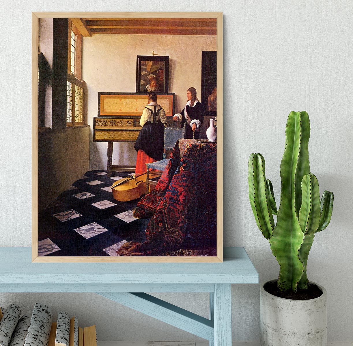 The music lesson by Vermeer Framed Print - Canvas Art Rocks - 4