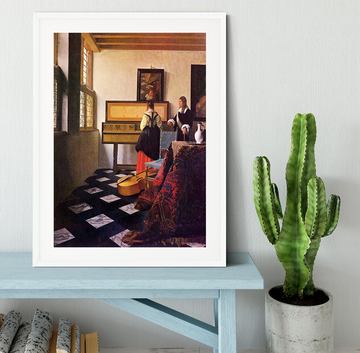 The music lesson by Vermeer Framed Print - Canvas Art Rocks - 5