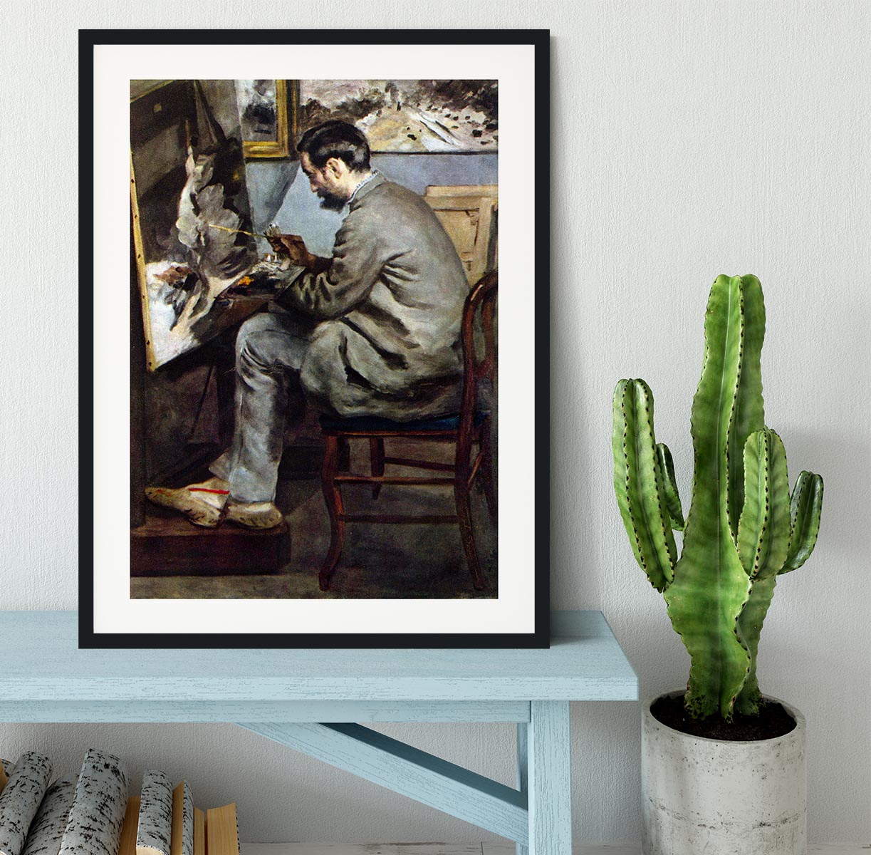 The painter in the studio of Bazille by Renoir Framed Print - Canvas Art Rocks - 1