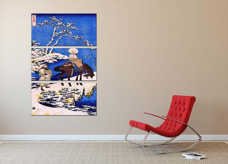 The poet Teba on a horse by Hokusai 3 Split Panel Canvas Print - Canvas Art Rocks - 2