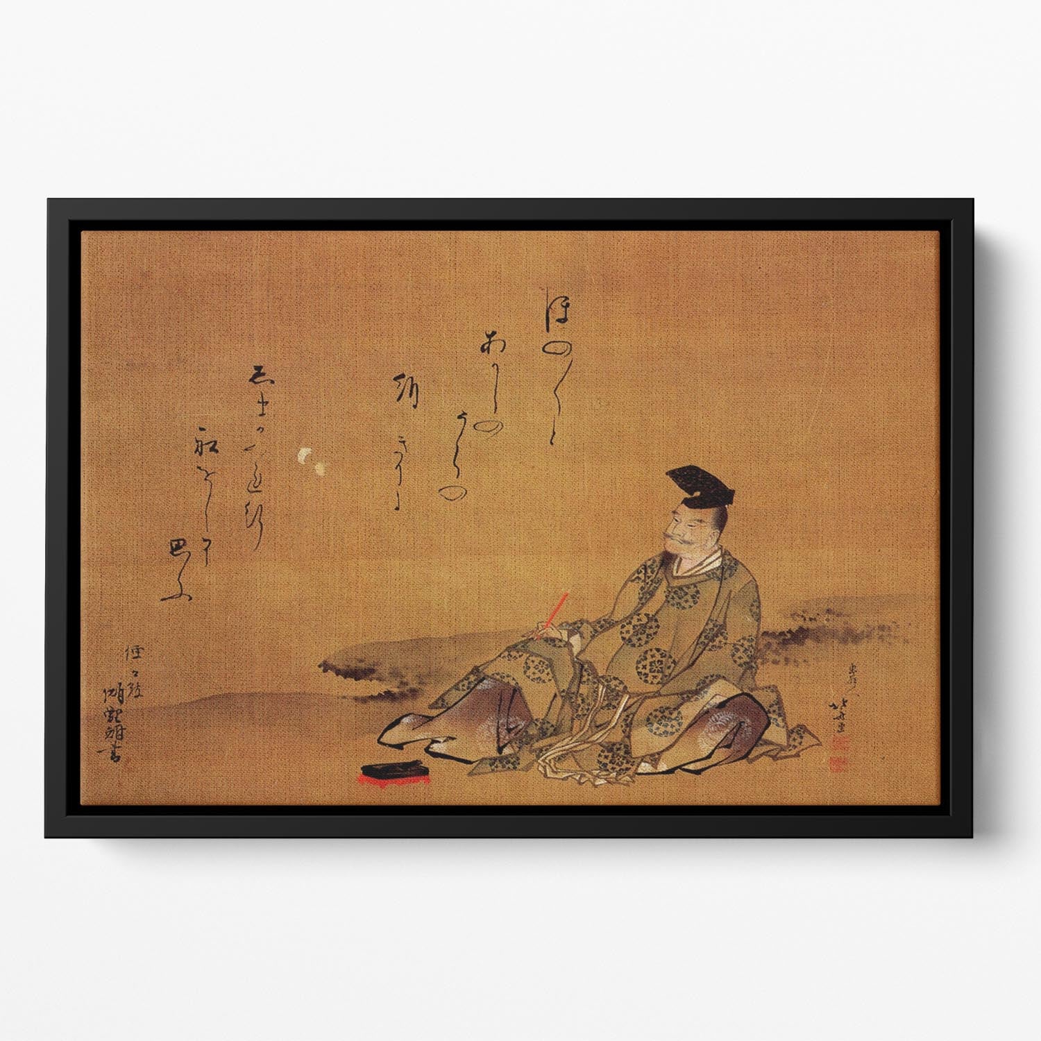 The poet by Hokusai Floating Framed Canvas