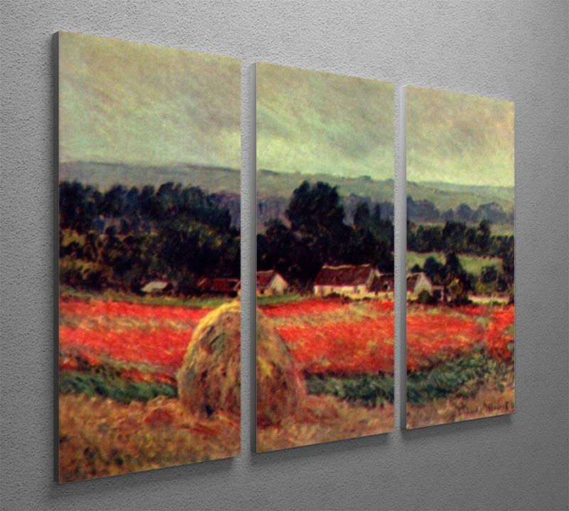 The poppy Blumenfeld The barn by Monet Split Panel Canvas Print - Canvas Art Rocks - 4